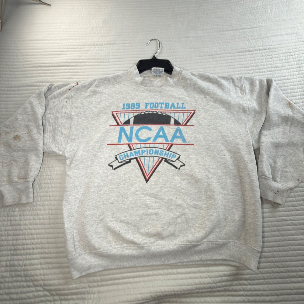 Velva Sheen Sweatshirt Mens XL Gray Fair 1989 NCAA Football Championship Vintage